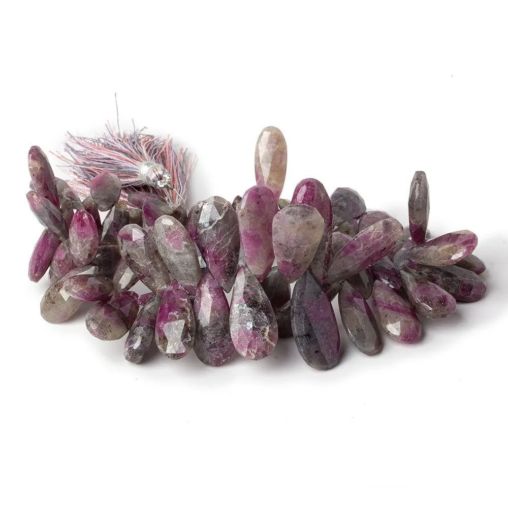 17x8-25x11mm Ruby in Marble Matrix Faceted Pear Beads 9.25 inch 56 pieces