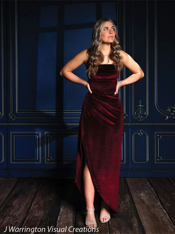 Elegant Royal Blue Faux Wall Photography Backdrop
