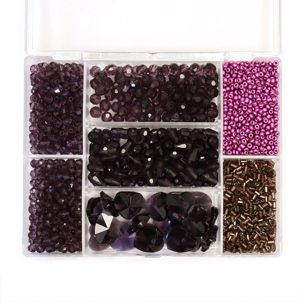 Glass Beads Box Purple 120x95mm - Pack of 1