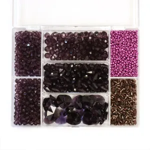 Glass Beads Box Purple 120x95mm - Pack of 1