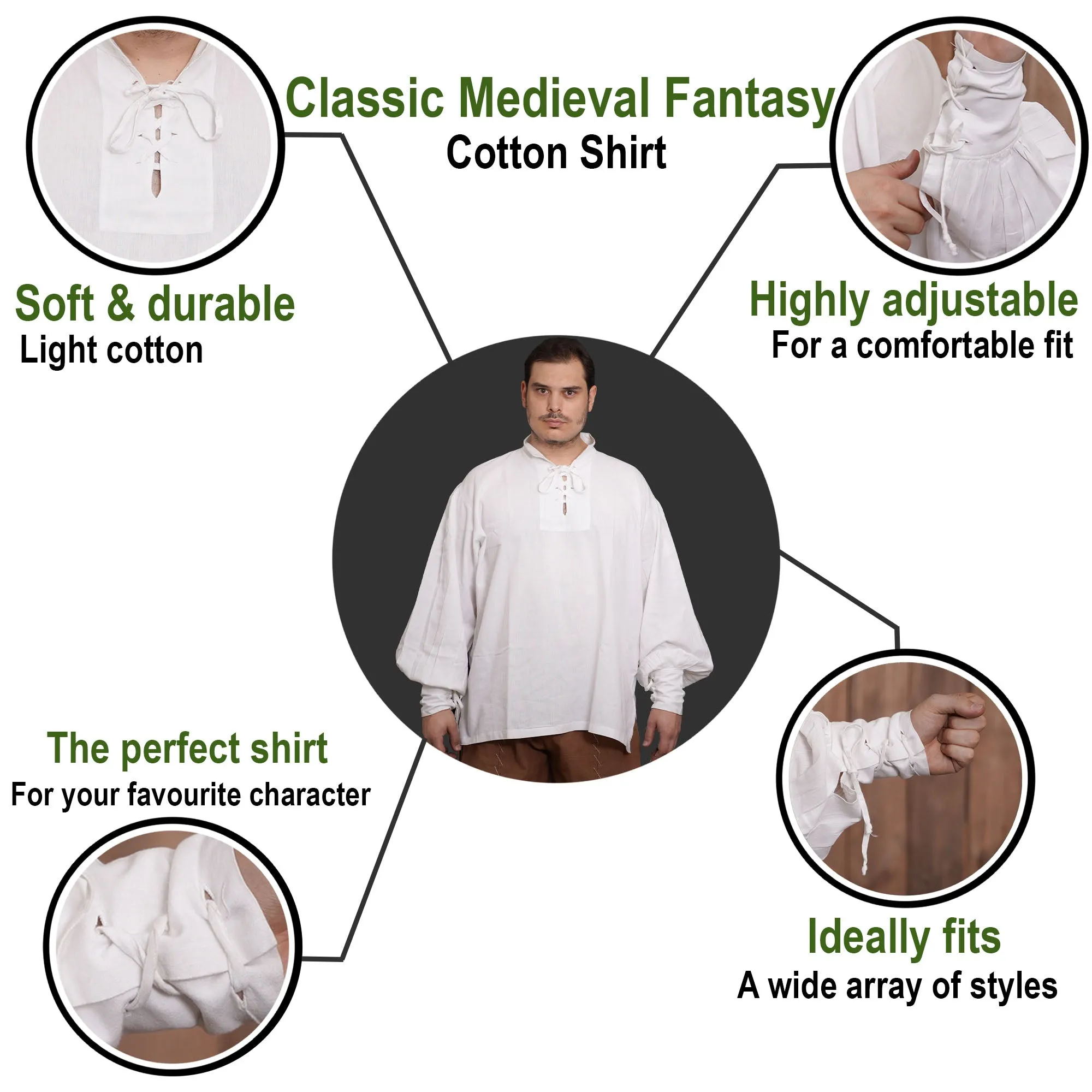 Renaissance Fantasy Pirate shirt - White